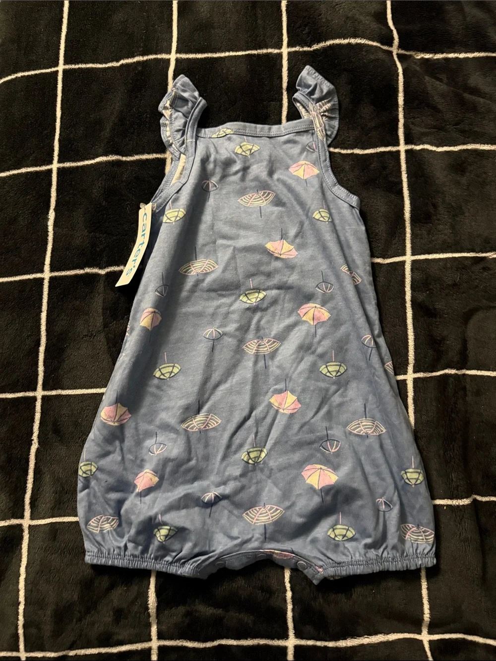 Carter's Light Blue Umbrella Print Baby Bubble Romper